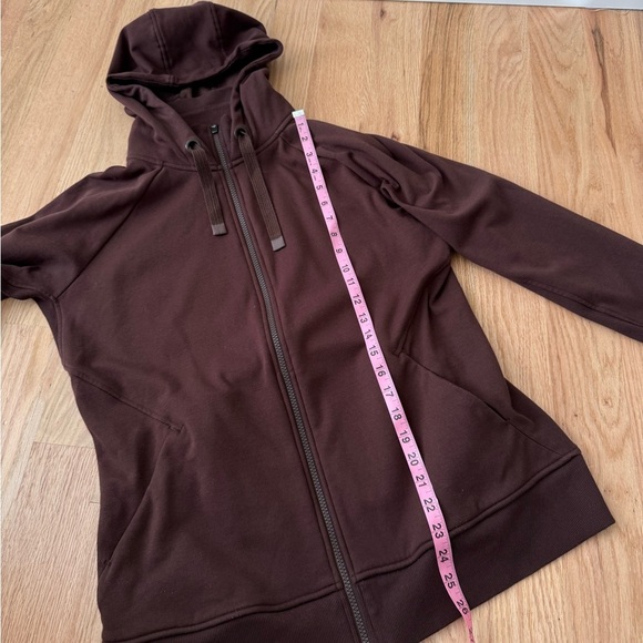 Athleta Triumph Zip Hoodie Jacket Fleece Lined Chocolate Brown Size XL - Picture 8 of 13